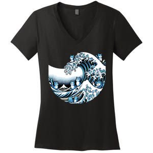 Cute Wave Of Blue Cats For Kamala Funny Women's V-Neck T-Shirt