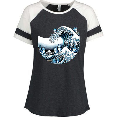 Cute Wave Of Blue Cats For Kamala Funny Enza Ladies Jersey Colorblock Tee