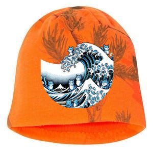 Cute Wave Of Blue Cats For Kamala Funny Kati - Camo Knit Beanie