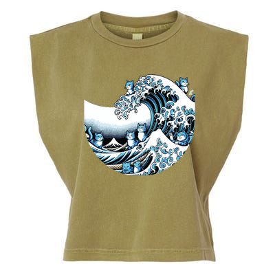 Cute Wave Of Blue Cats For Kamala Funny Garment-Dyed Women's Muscle Tee