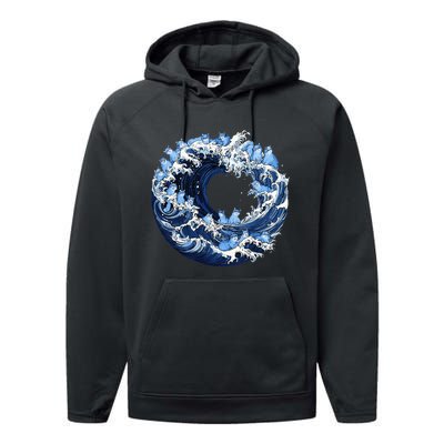 Cute Wave Of Blue Cats For Kamala Performance Fleece Hoodie