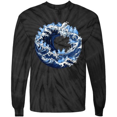 Cute Wave Of Blue Cats For Kamala Tie-Dye Long Sleeve Shirt