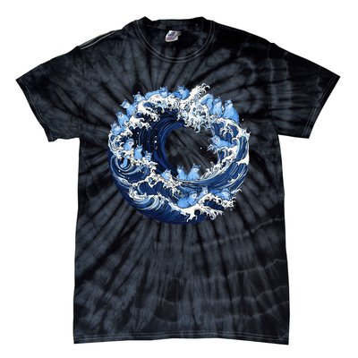 Cute Wave Of Blue Cats For Kamala Tie-Dye T-Shirt