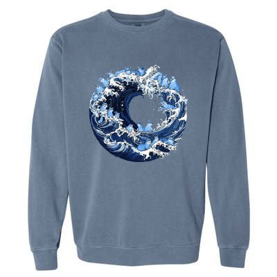 Cute Wave Of Blue Cats For Kamala Garment-Dyed Sweatshirt