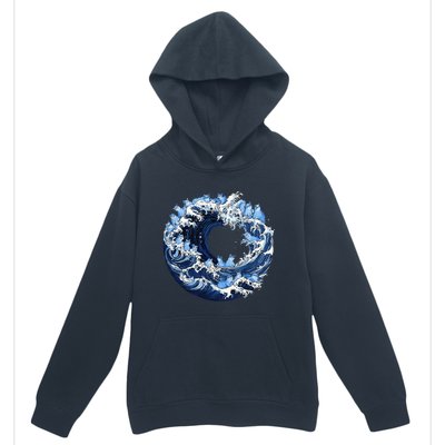 Cute Wave Of Blue Cats For Kamala Urban Pullover Hoodie