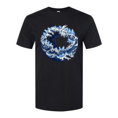 Cute Wave Of Blue Cats For Kamala Softstyle CVC T-Shirt