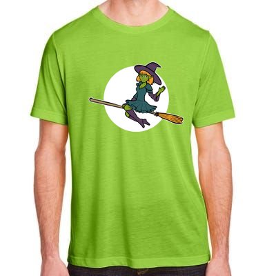 Cute Witch On A Broom Halloween Moon Gift Adult ChromaSoft Performance T-Shirt