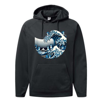 Cute Wave Of Blue Cats For Kamala Funny Performance Fleece Hoodie