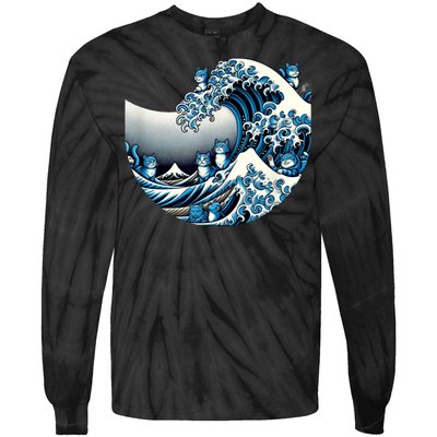 Cute Wave Of Blue Cats For Kamala Funny Tie-Dye Long Sleeve Shirt