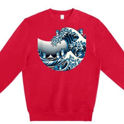 Cute Wave Of Blue Cats For Kamala Funny Premium Crewneck Sweatshirt