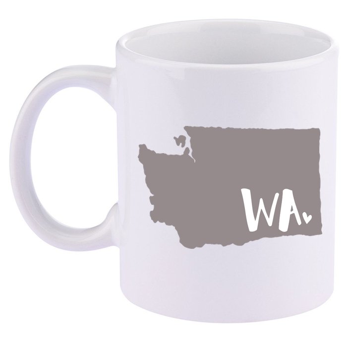Cute Washington Outline Gift From Wa 11oz C Handle Ceramic Mug