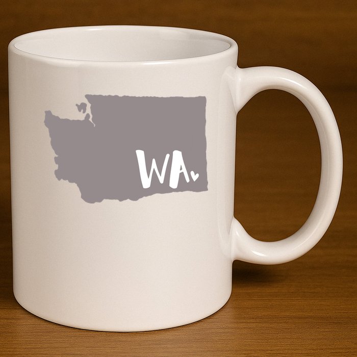 Cute Washington Outline Gift From Wa 11oz C Handle Ceramic Mug