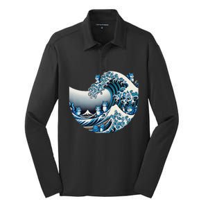 Cute Wave Of Blue Cats For Kamala Funny Silk Touch Performance Long Sleeve Polo