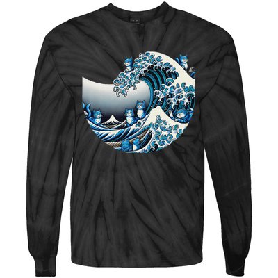 Cute Wave Of Blue Cats For Kamala Funny Tie-Dye Long Sleeve Shirt