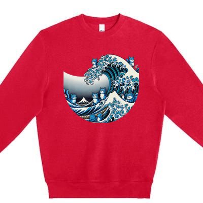 Cute Wave Of Blue Cats For Kamala Funny Premium Crewneck Sweatshirt