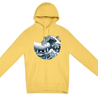 Cute Wave Of Blue Cats Blue Cats Wave Premium Pullover Hoodie