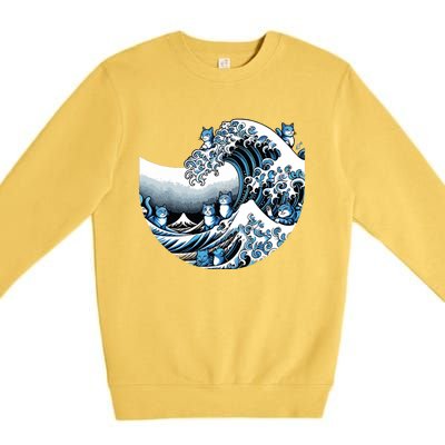 Cute Wave Of Blue Cats Blue Cats Wave Premium Crewneck Sweatshirt