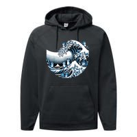 Cute Wave Of Blue Cats Blue Cats Wave Performance Fleece Hoodie