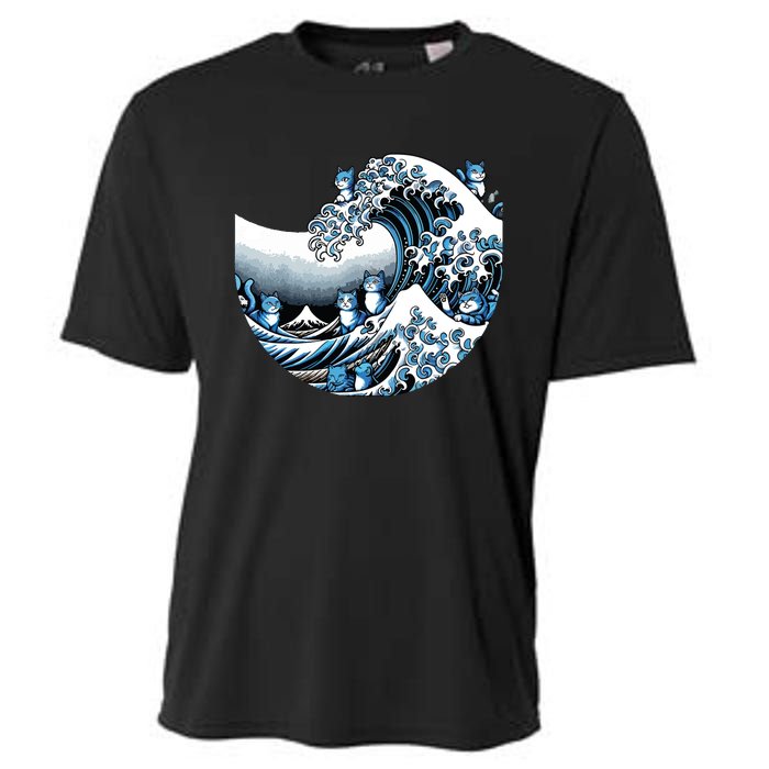 Cute Wave Of Blue Cats Blue Cats Wave Cooling Performance Crew T-Shirt