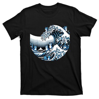 Cute Wave Of Blue Cats Blue Cats Wave T-Shirt