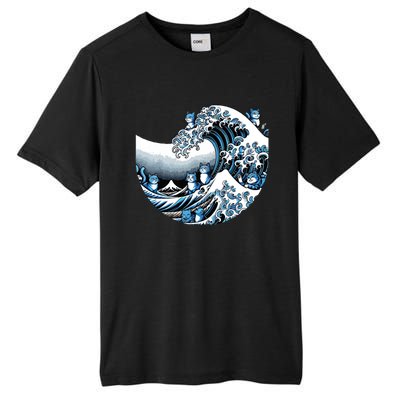 Cute Wave Of Blue Cats Blue Cats Wave Tall Fusion ChromaSoft Performance T-Shirt