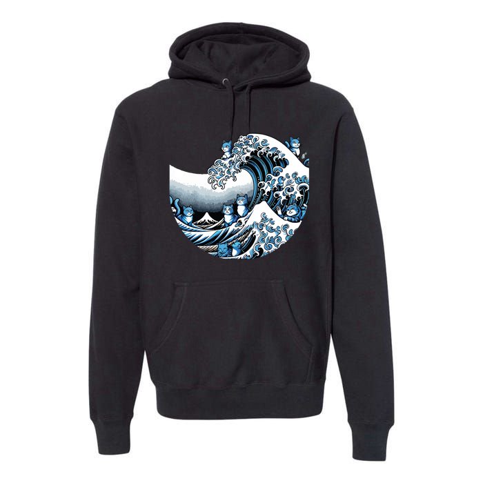 Cute Wave Of Blue Cats Blue Cats Wave Premium Hoodie