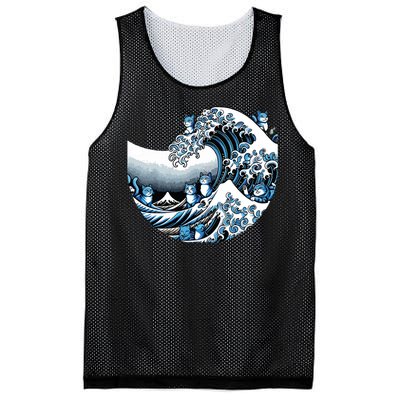 Cute Wave Of Blue Cats Blue Cats Wave Mesh Reversible Basketball Jersey Tank