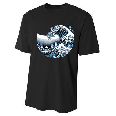 Cute Wave Of Blue Cats Blue Cats Wave Performance Sprint T-Shirt