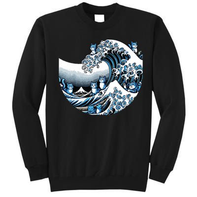 Cute Wave Of Blue Cats Blue Cats Wave Tall Sweatshirt