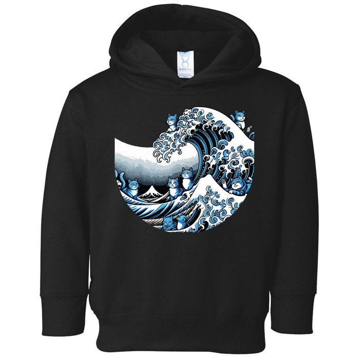 Cute Wave Of Blue Cats Blue Cats Wave Toddler Hoodie