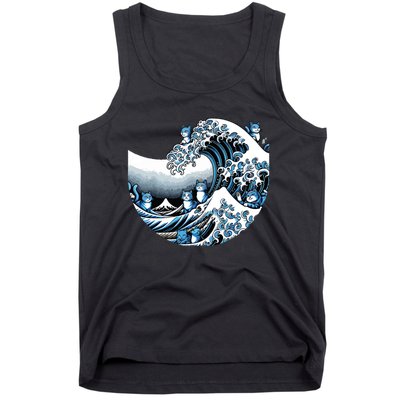 Cute Wave Of Blue Cats Blue Cats Wave Tank Top