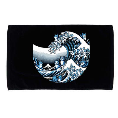 Cute Wave Of Blue Cats Blue Cats Wave Microfiber Hand Towel