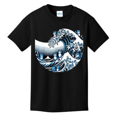 Cute Wave Of Blue Cats Blue Cats Wave Kids T-Shirt