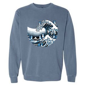 Cute Wave Of Blue Cats Blue Cats Wave Garment-Dyed Sweatshirt