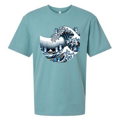 Cute Wave Of Blue Cats Blue Cats Wave Sueded Cloud Jersey T-Shirt