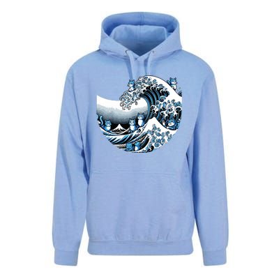 Cute Wave Of Blue Cats Blue Cats Wave Unisex Surf Hoodie