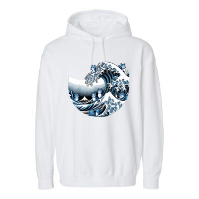 Cute Wave Of Blue Cats Blue Cats Wave Garment-Dyed Fleece Hoodie