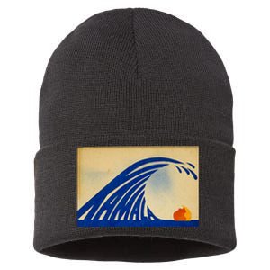 Cute Wave Of Blue Wave Kamala For Kamala Funny Trump Sustainable Knit Beanie