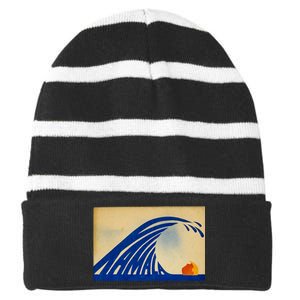 Cute Wave Of Blue Wave Kamala For Kamala Funny Trump Striped Beanie with Solid Band