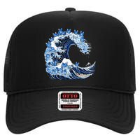 Cute Wave Of Blue Cats For Kamala High Crown Mesh Back Trucker Hat