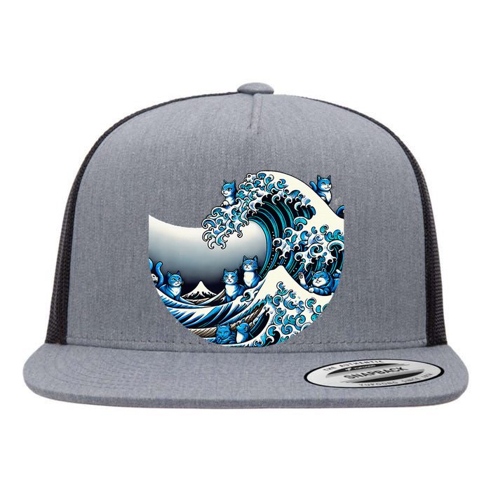 Cute Wave Of Blue Cats For Kamala Funny Flat Bill Trucker Hat