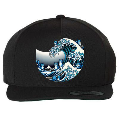 Cute Wave Of Blue Cats For Kamala Funny Wool Snapback Cap