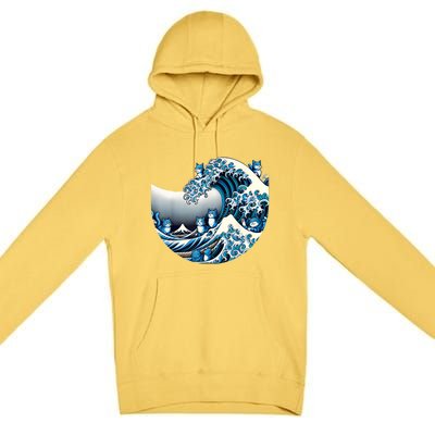 Cute Wave Of Blue Cats For Kamala Funny Premium Pullover Hoodie