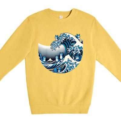 Cute Wave Of Blue Cats For Kamala Funny Premium Crewneck Sweatshirt