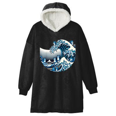 Cute Wave Of Blue Cats For Kamala Funny Hooded Wearable Blanket