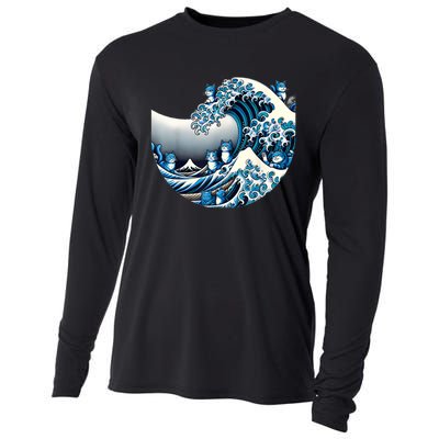 Cute Wave Of Blue Cats For Kamala Funny Cooling Performance Long Sleeve Crew