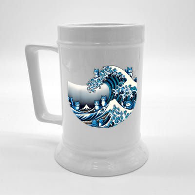 Cute Wave Of Blue Cats For Kamala Funny Beer Stein