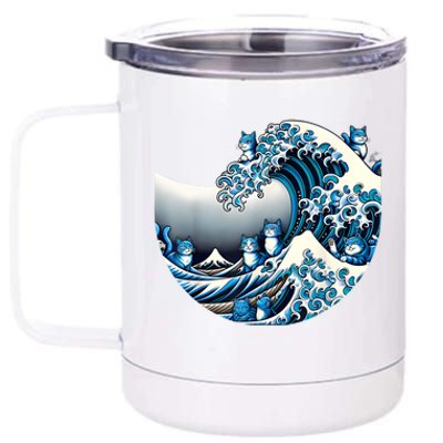 Cute Wave Of Blue Cats For Kamala Funny 12 oz Stainless Steel Tumbler Cup