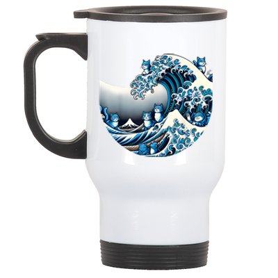 Cute Wave Of Blue Cats For Kamala Funny Stainless Steel Travel Mug