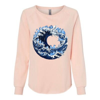 Cute Wave Of Blue Cats For Kamala Womens California Wash Sweatshirt